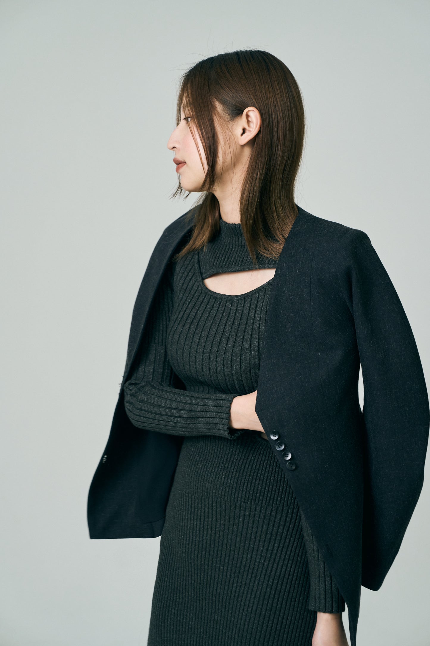 Dual Cutout Sculpted Rib Knit Dress