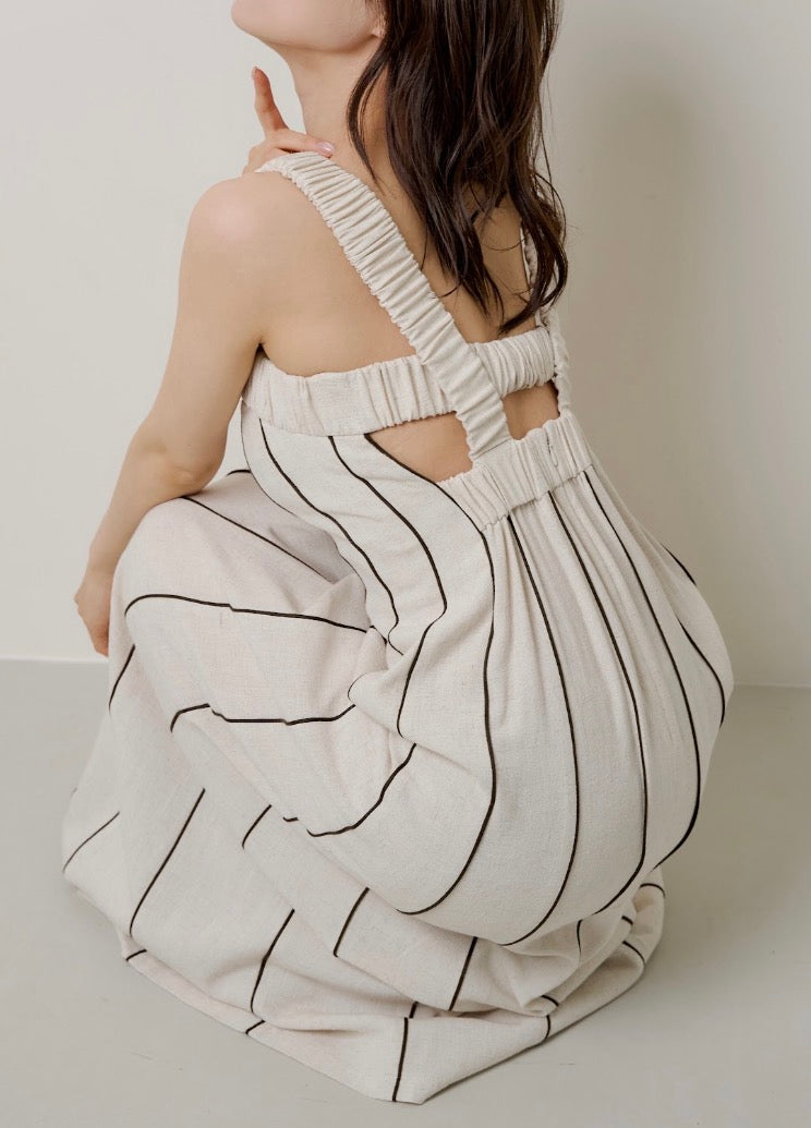 Crossback Striped Linen Dress