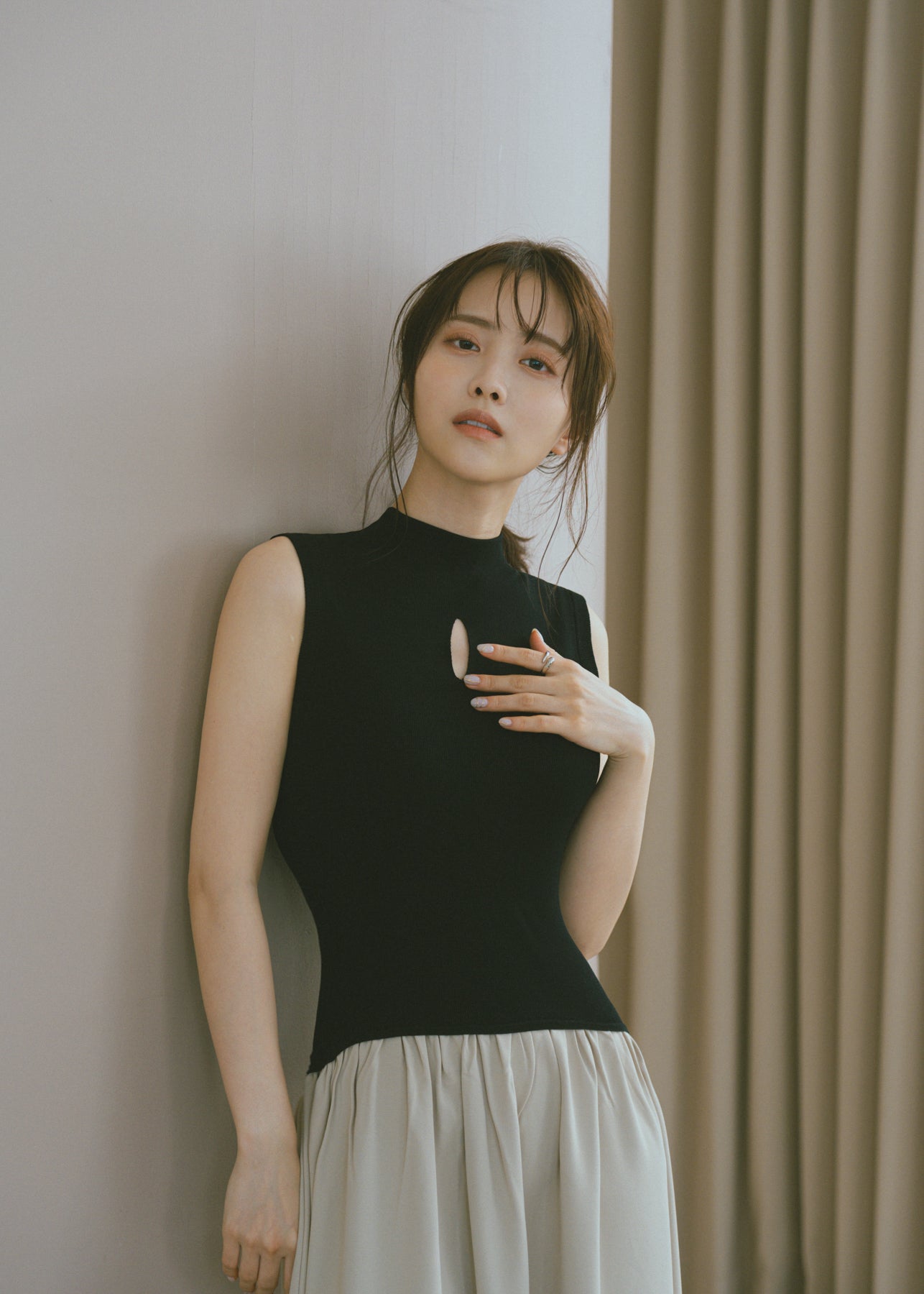 Cutout Knit Docking Georgette Dress
