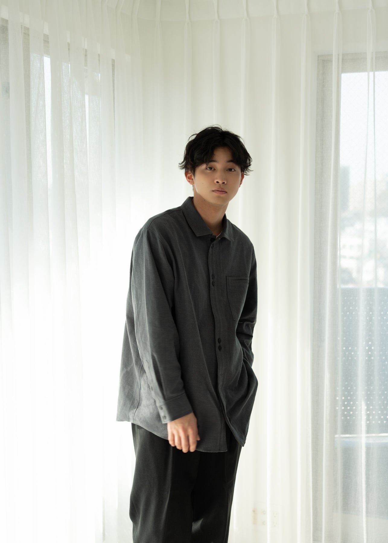Layered Unisex Shirt Blouson