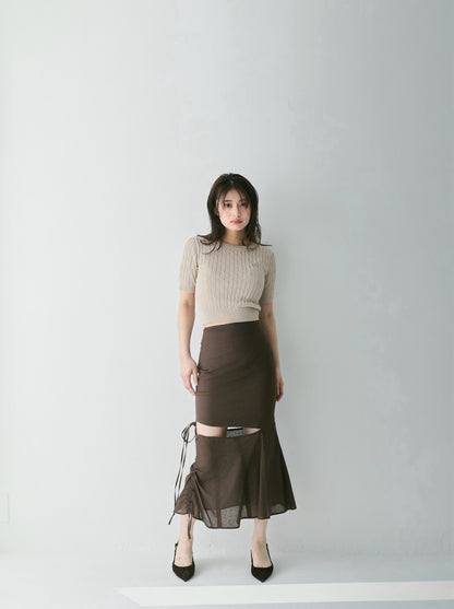 Airy Cable Knit Logo Tee