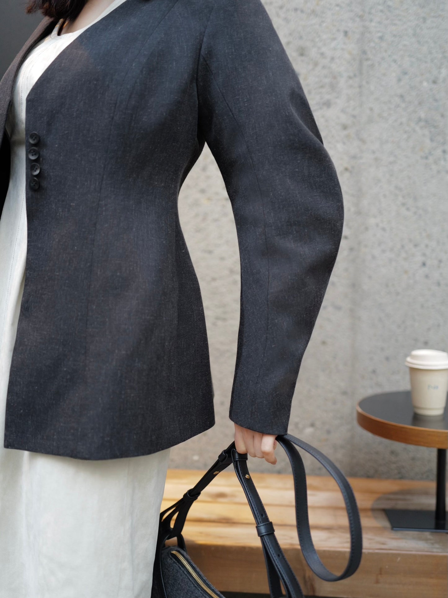 Lined Bottons Classical Cocoon Jacket