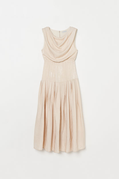 Sleeveless Drape Pleats Dress