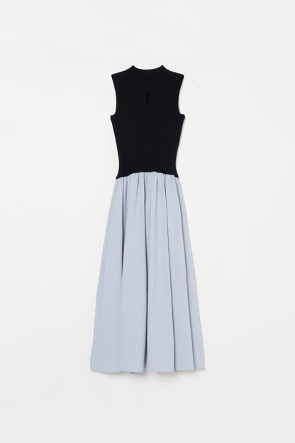 Cutout Knit Docking Georgette Dress