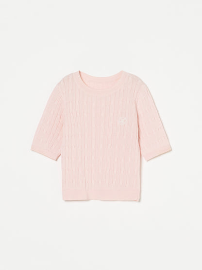 Airy Cable Knit Logo Tee