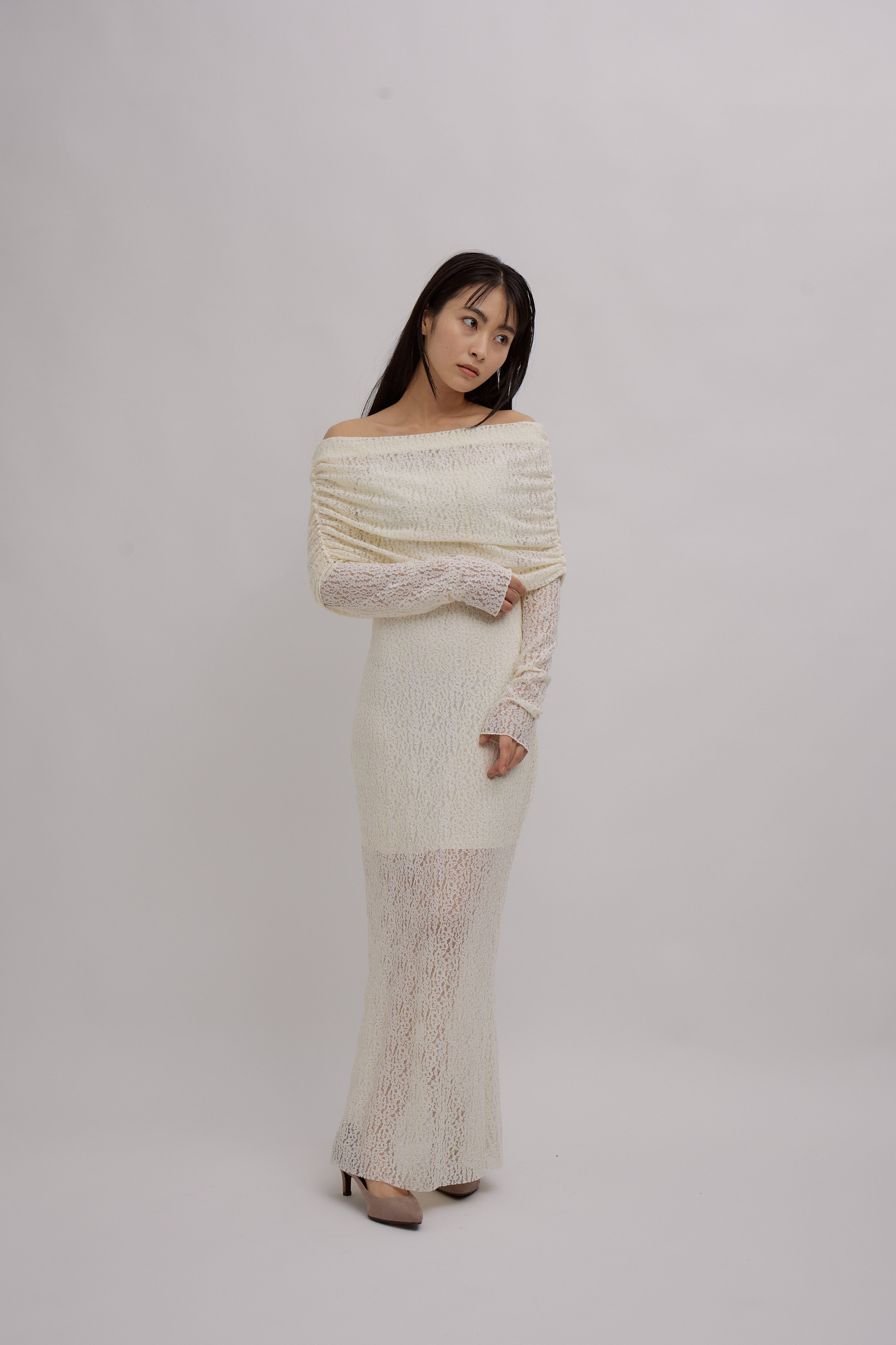 ワンピース vallan Lace Skin Convertible Drape Dress Lace Skin Convertible Drape Dress – VALLAN