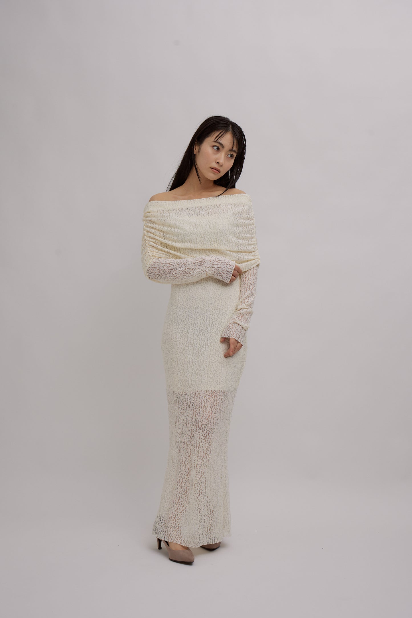 Lace Skin Convertible Drape Dress