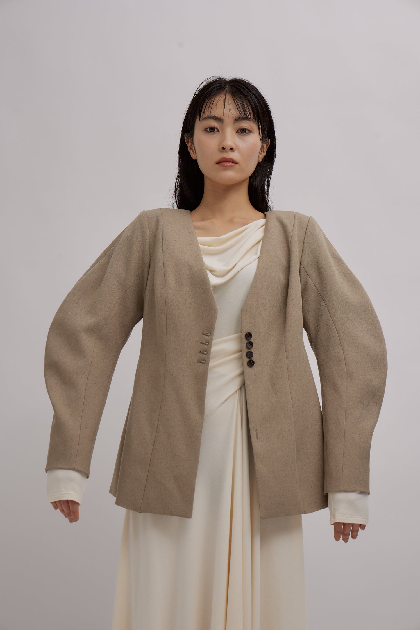 Lined Bottons Classical Cocoon Jacket