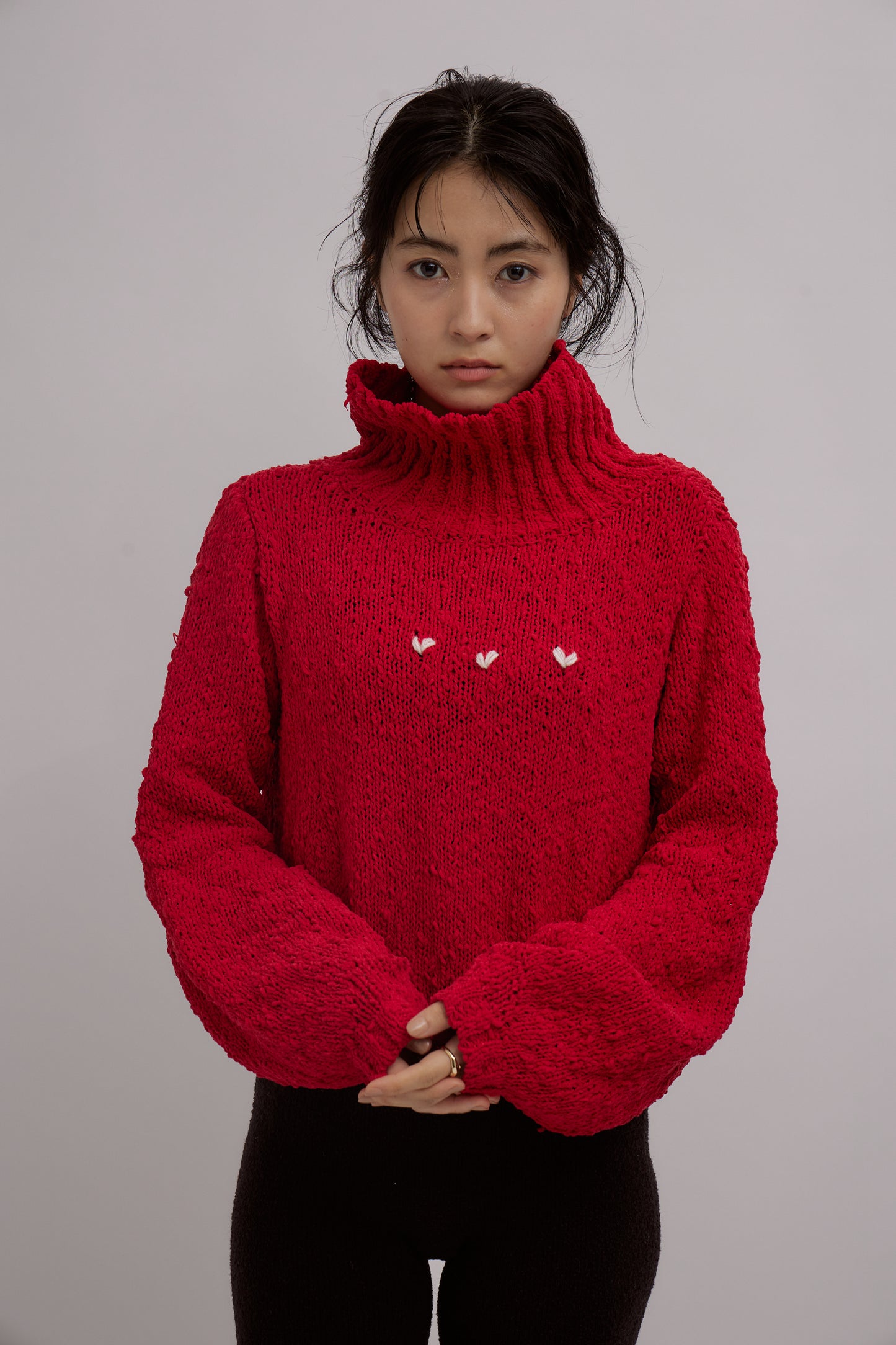 Balloon Heart Knit Tops