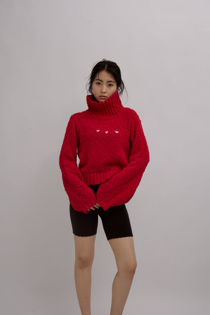 Balloon Heart Knit Tops