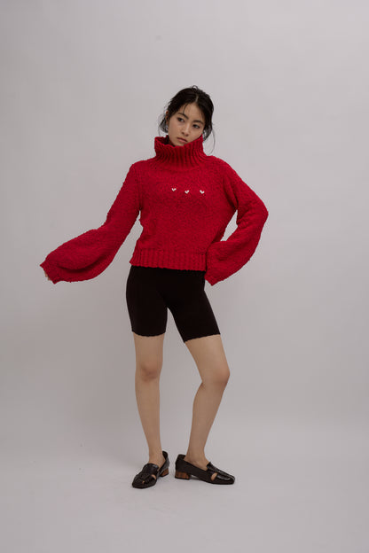 Balloon Heart Knit Tops