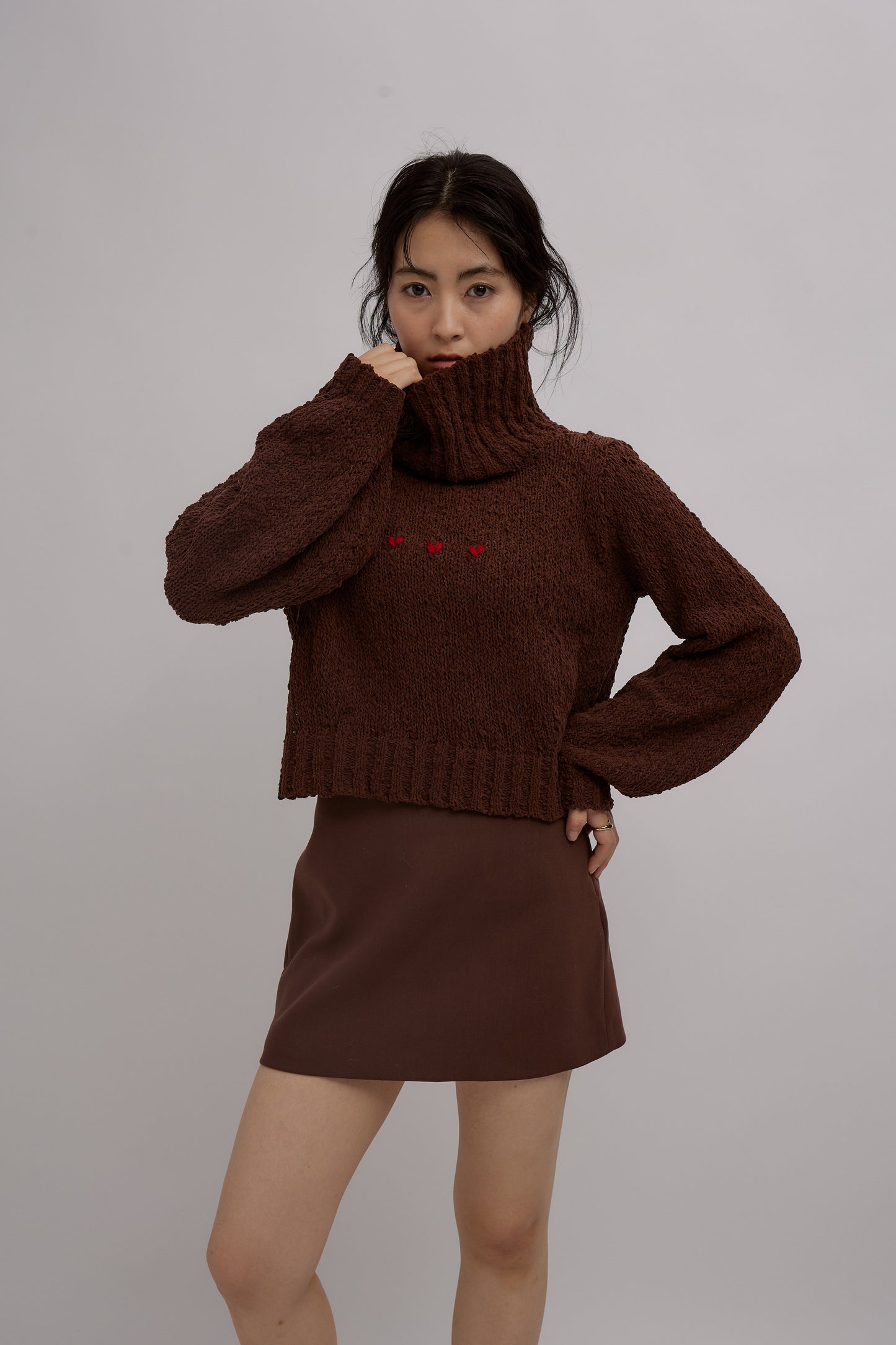 Balloon Heart Knit Tops