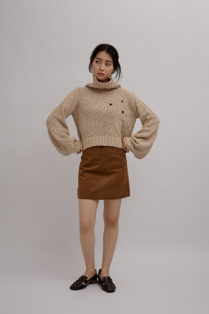 Balloon Heart Knit Tops