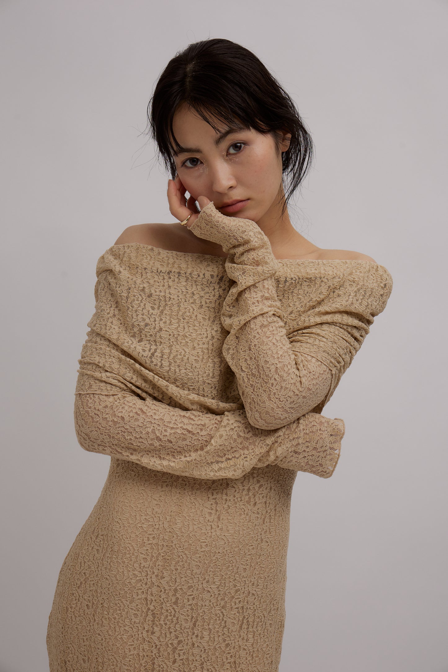 Lace Skin Convertible Drape Dress