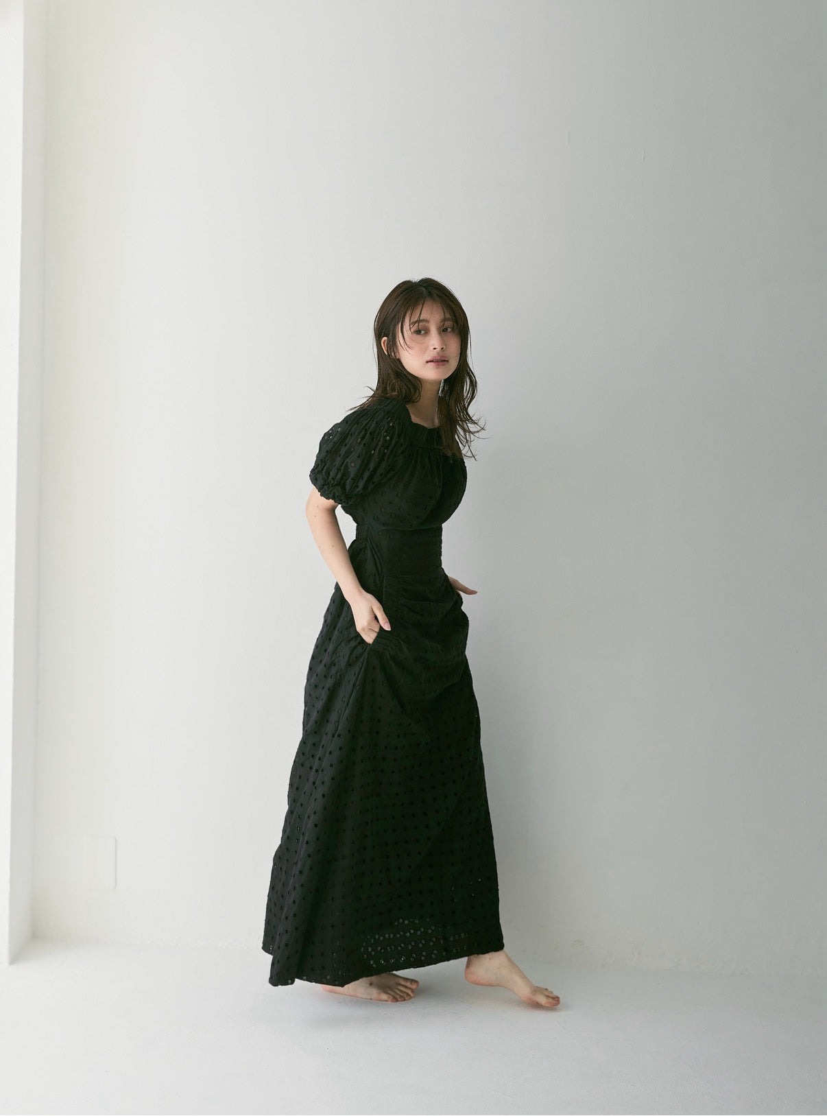 Dot Pattern Cotton Flare Dress – VALLAN