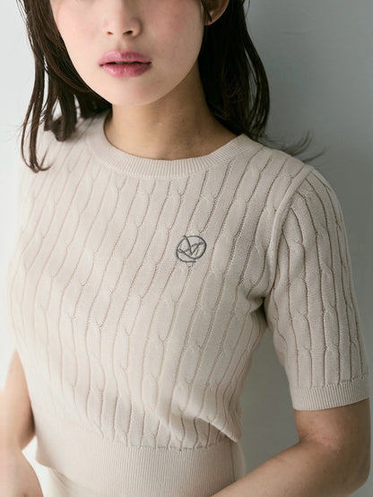 Airy Cable Knit Logo Tee
