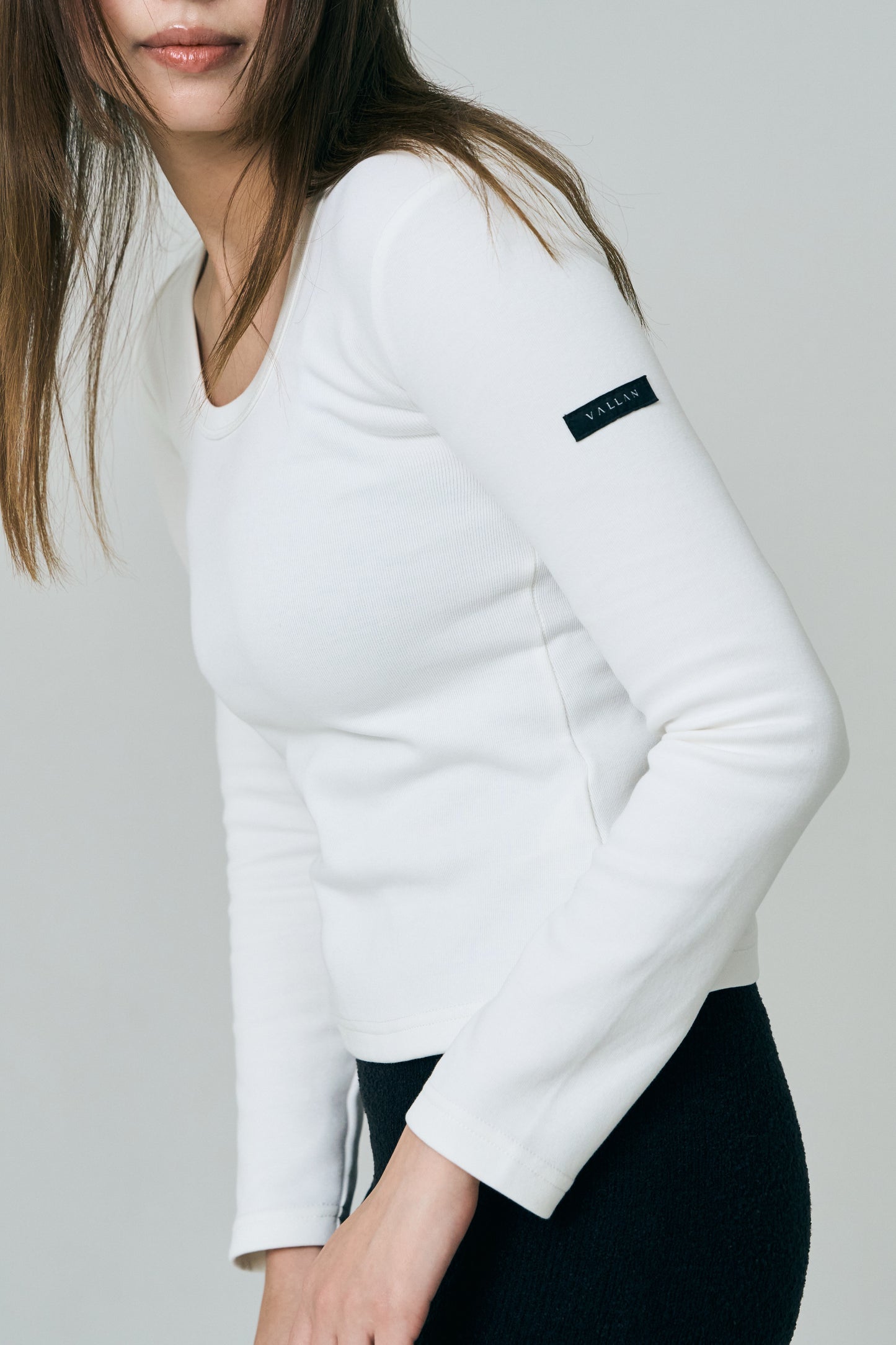 Tag-Sleeve U-Neck Mini Long Tee