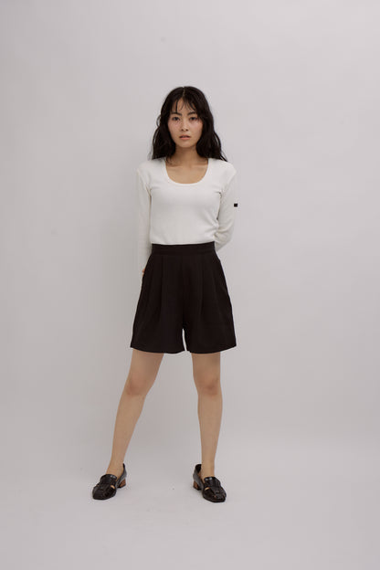 Tag-Sleeve U-Neck Mini Long Tee