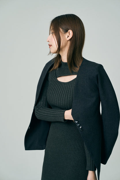 Dual Cutout Sculpted Rib Knit Dress