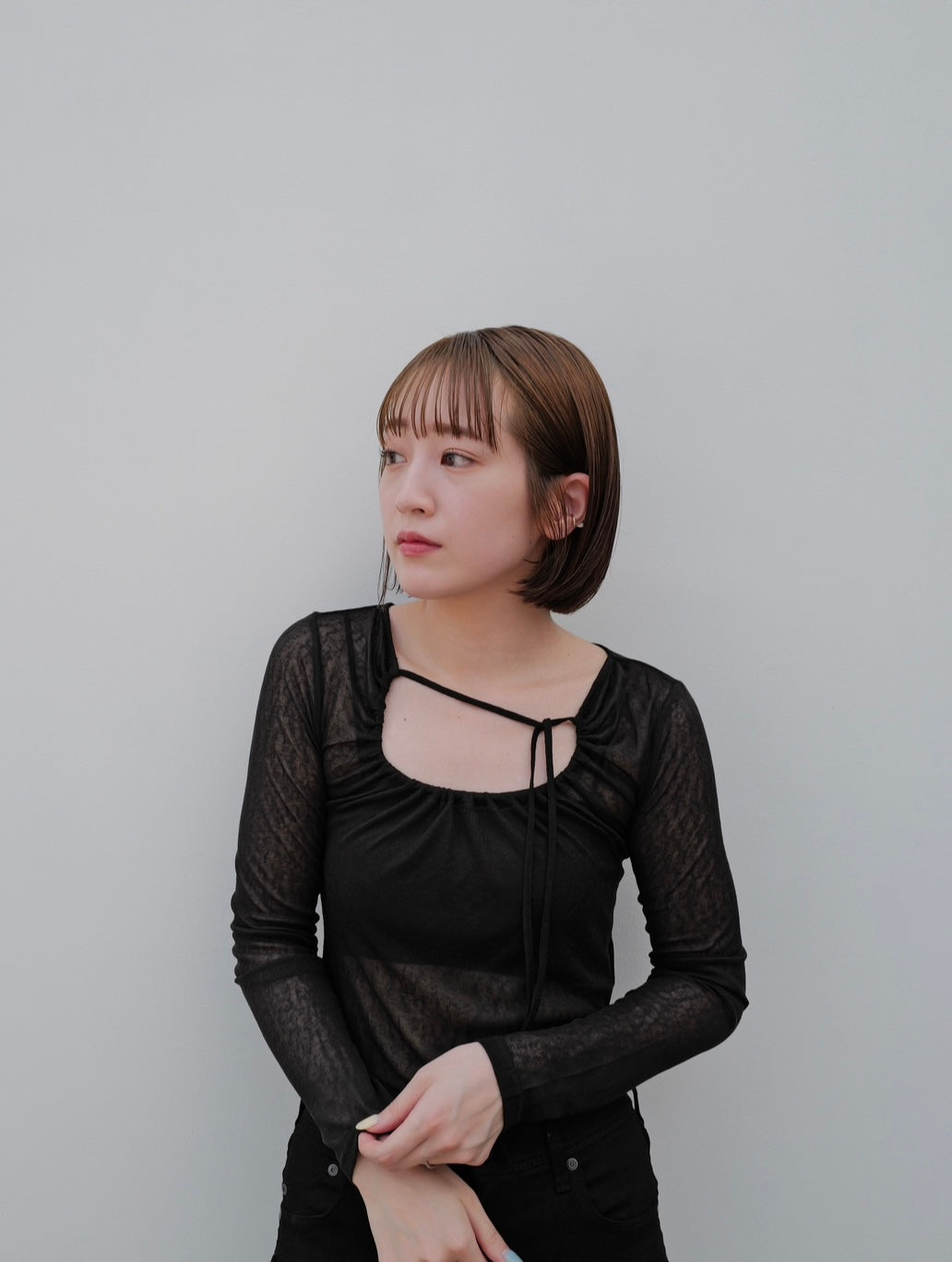 Decollete Gather Sheer Tops