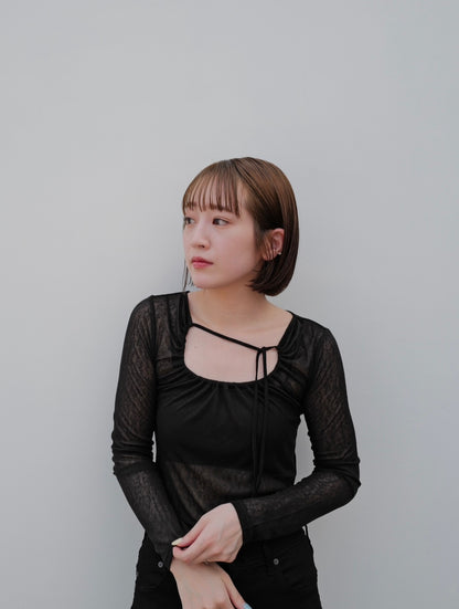 Decollete Gather Sheer Tops