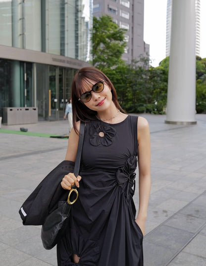 Blooming Cutout Tie Dress