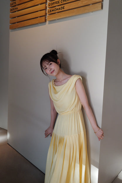 Sleeveless Drape Pleats Dress