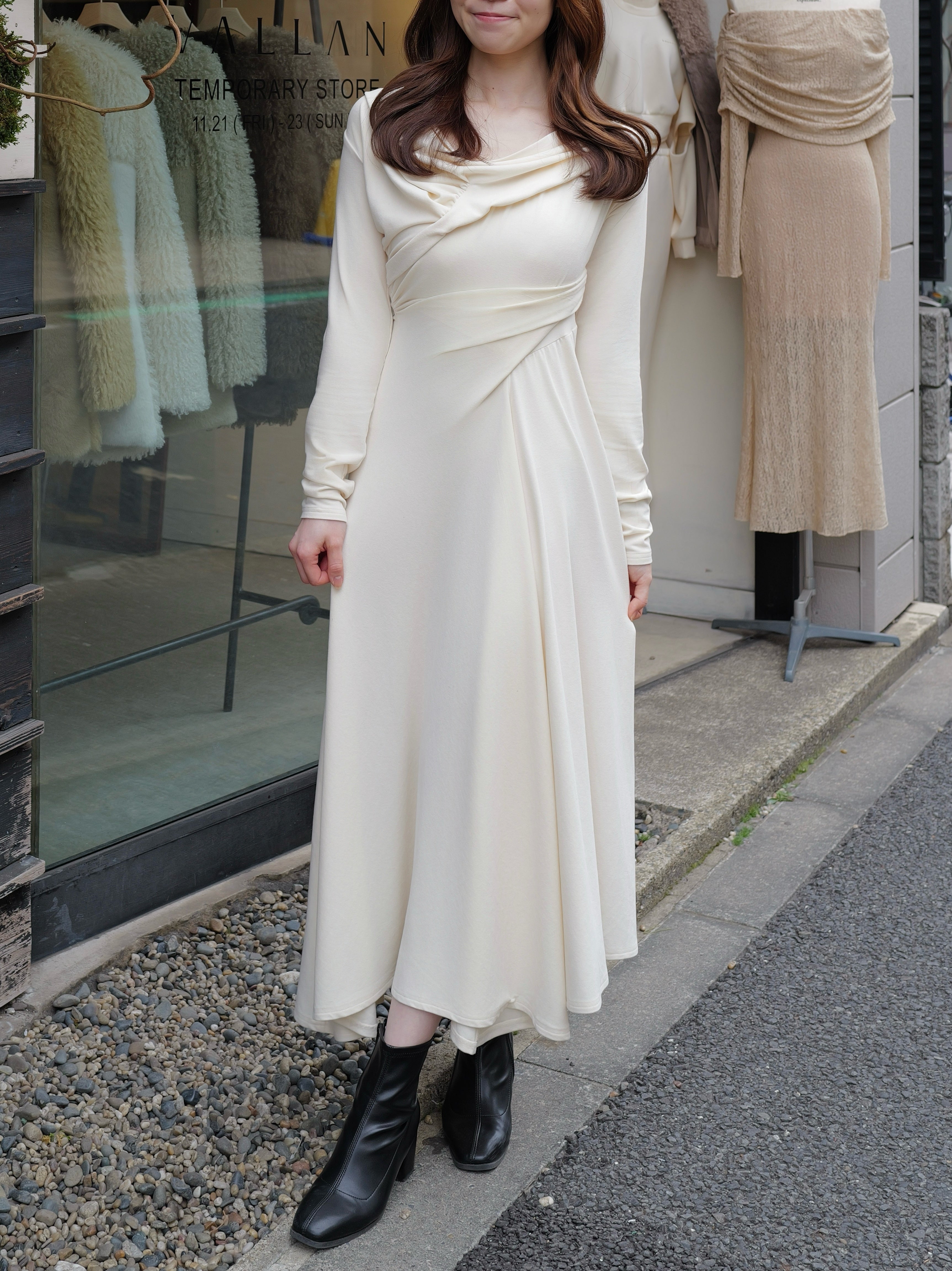 Sculpted Flow Drape Dress – VALLAN