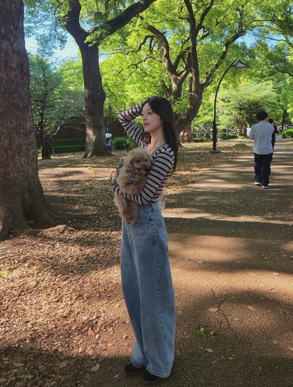 Tag-Sleeve U-Neck Mini Long Tee
