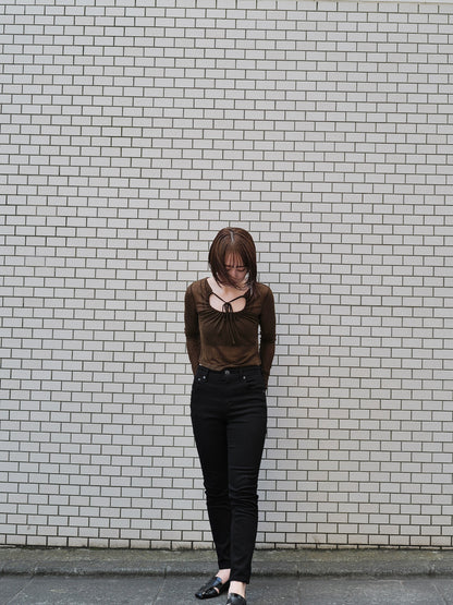 Decollete Gather Sheer Tops