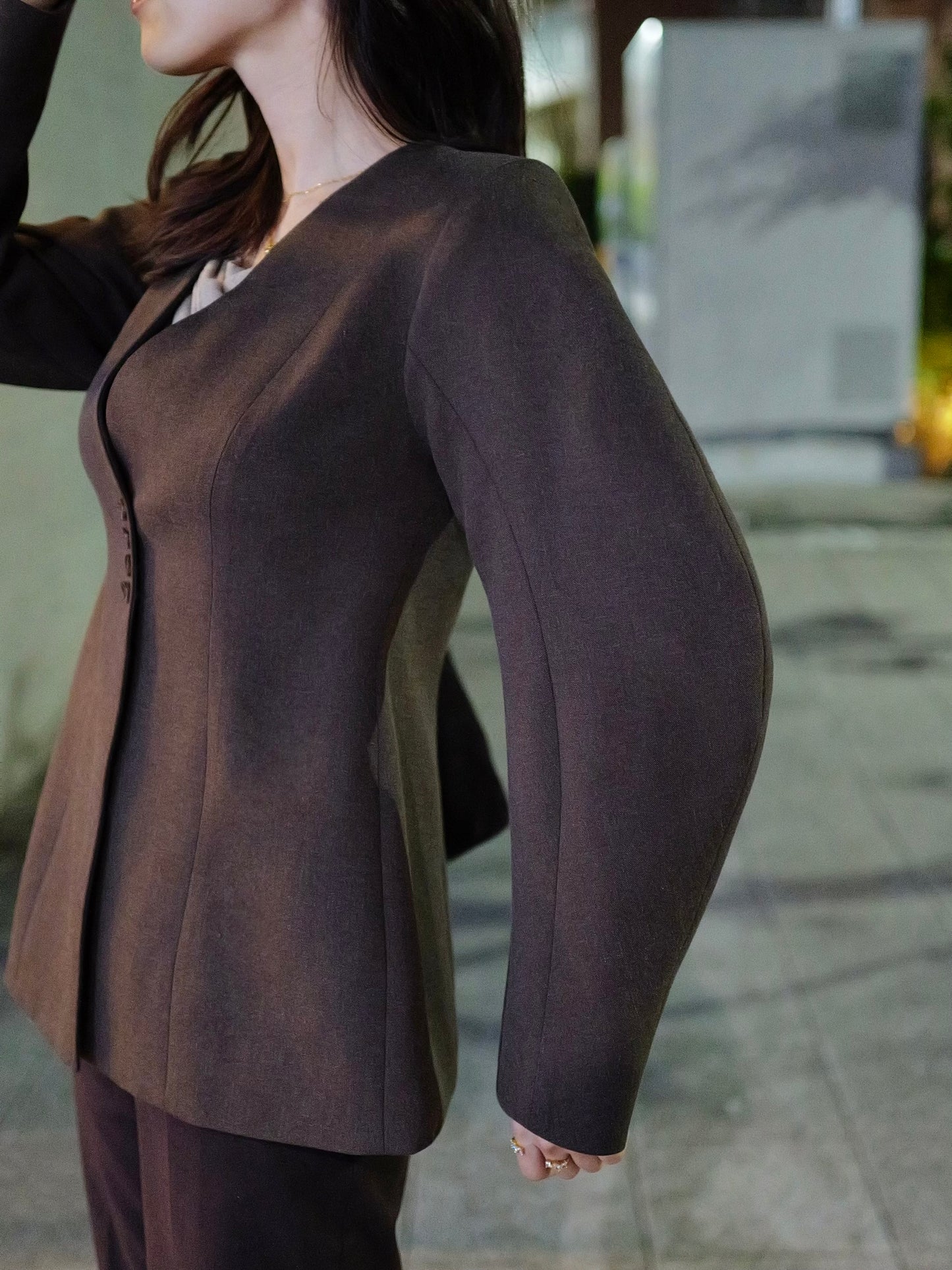 Lined Bottons Classical Cocoon Jacket