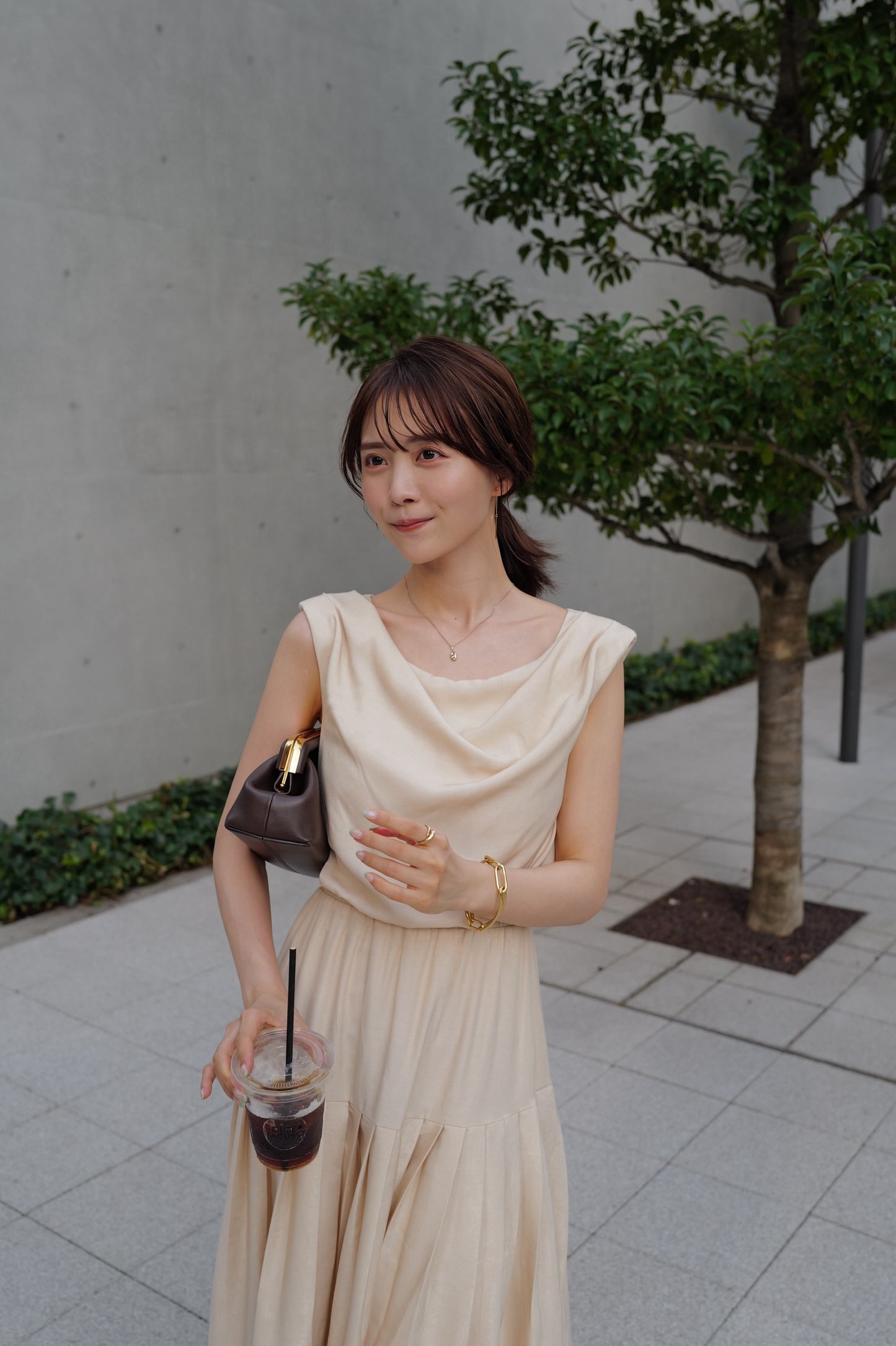 Sleeveless Drape Pleats Dress
