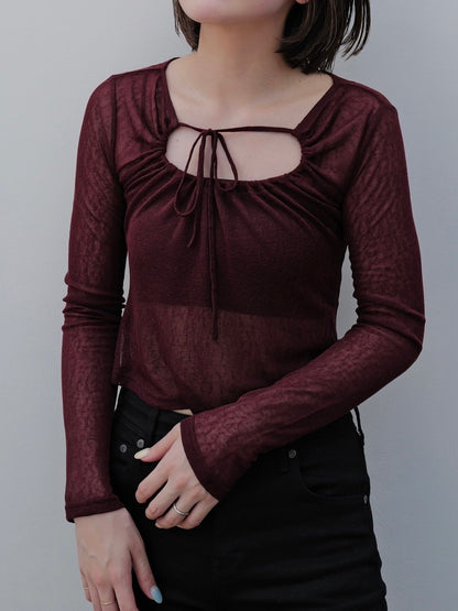 Decollete Gather Sheer Tops