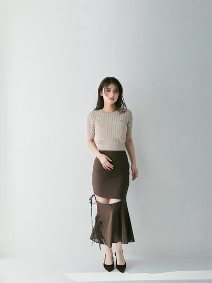 Airy Cable Knit Logo Tee