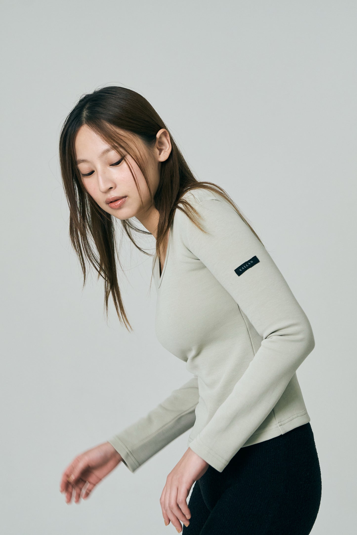 Tag-Sleeve U-Neck Mini Long Tee