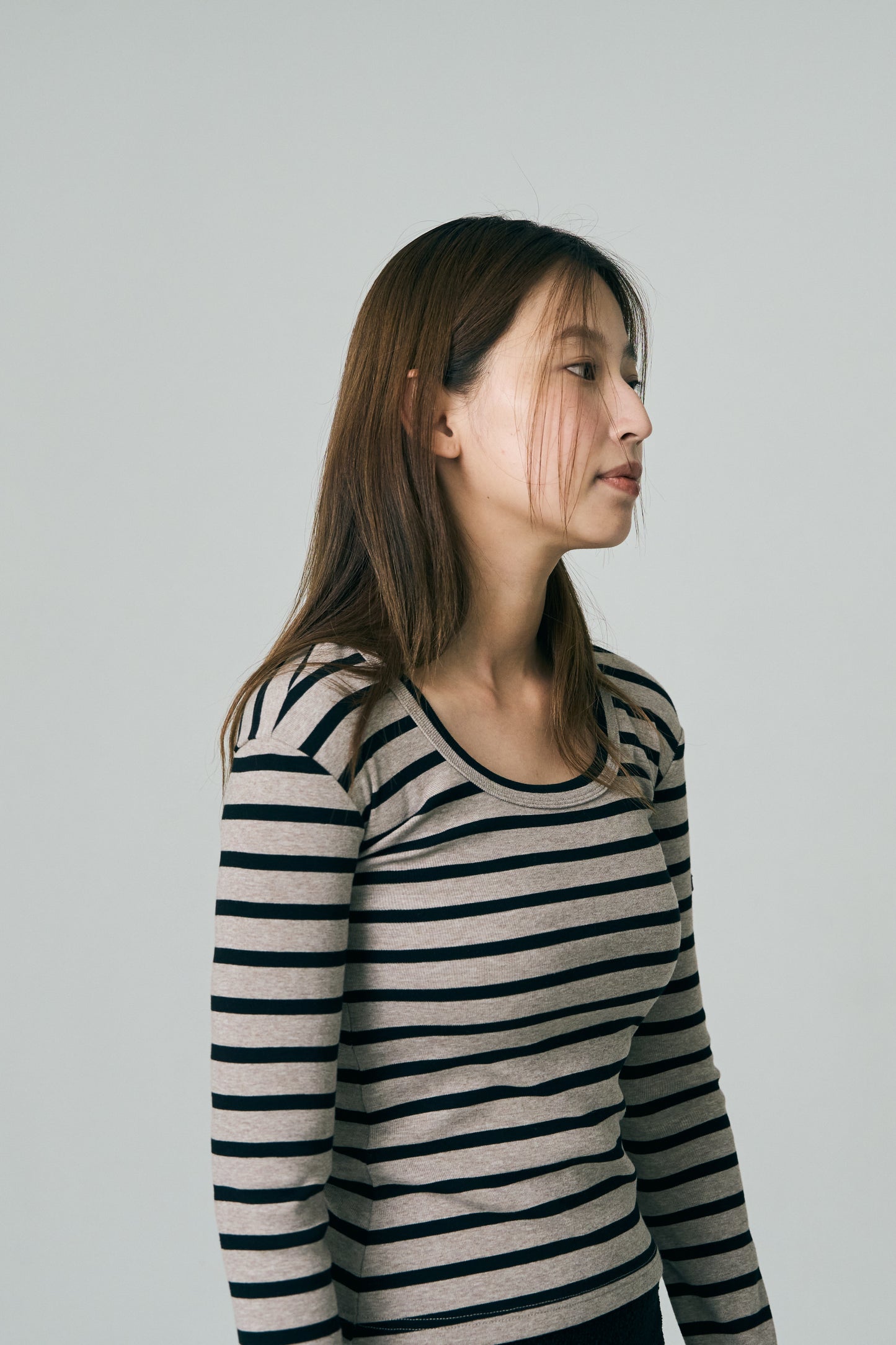 Tag-Sleeve U-Neck Mini Long Tee
