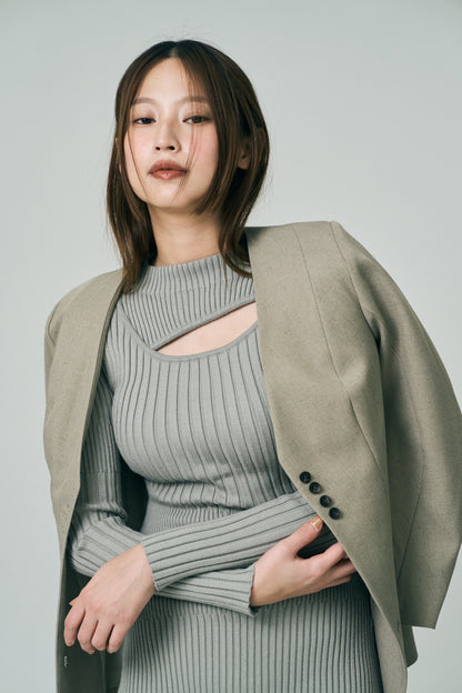 Dual Cutout Sculpted Rib Knit Dress