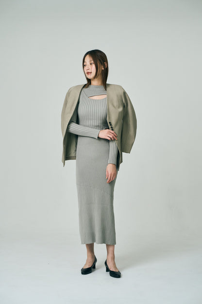 Dual Cutout Sculpted Rib Knit Dress