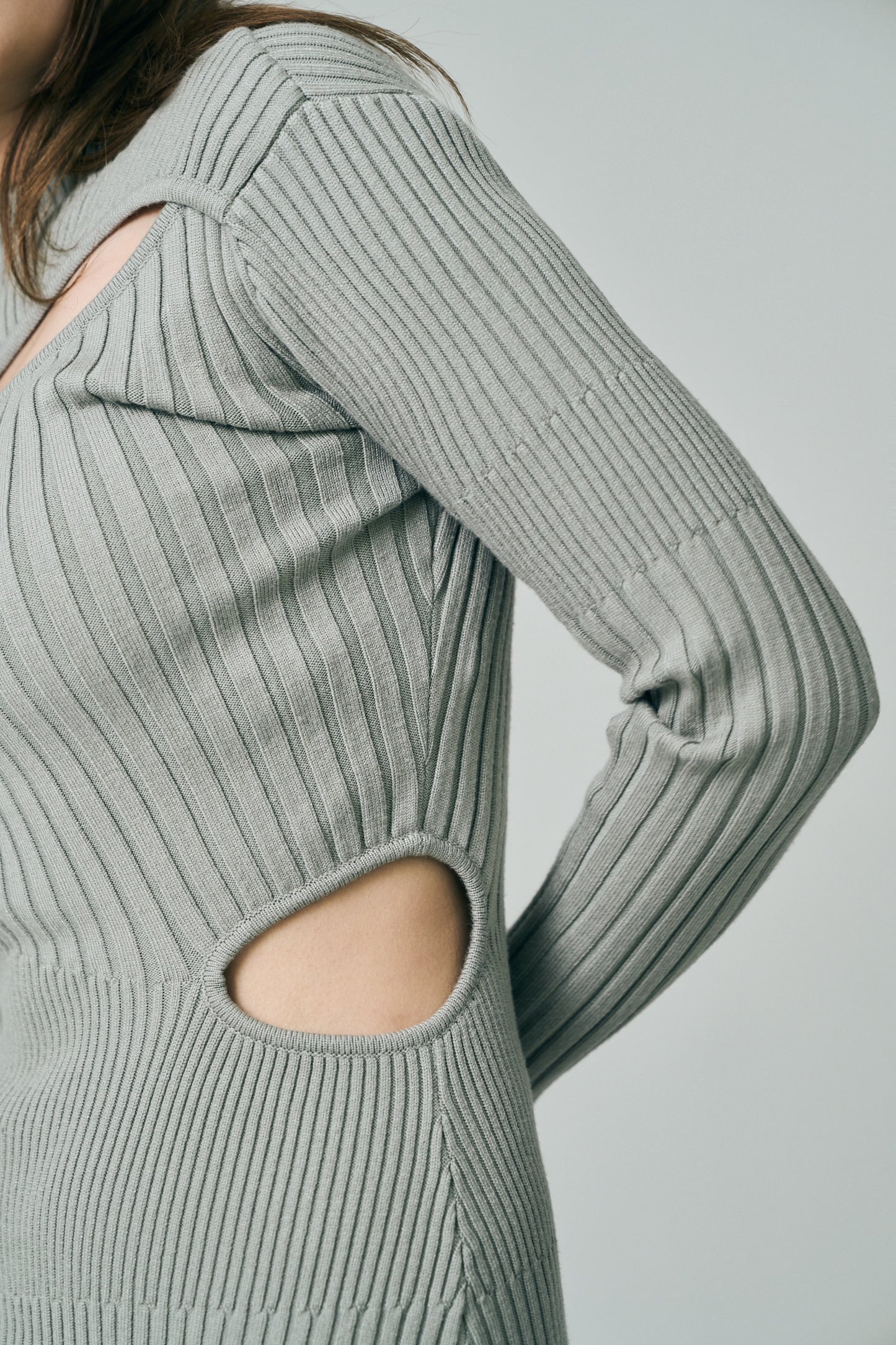 Dual Cutout Sculpted Rib Knit Dress