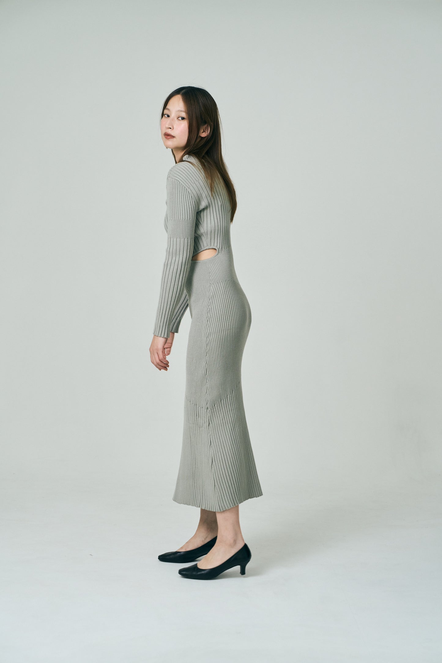 Dual Cutout Sculpted Rib Knit Dress