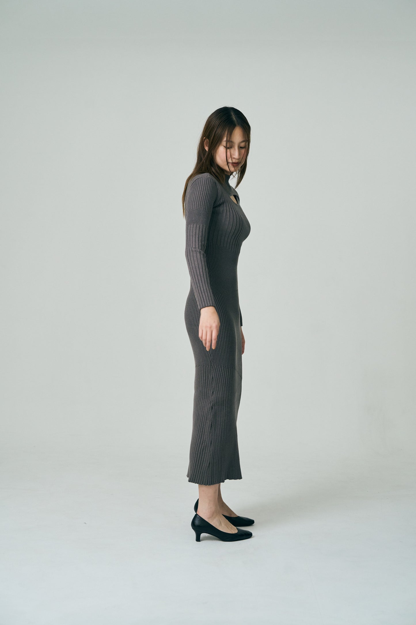 Dual Cutout Sculpted Rib Knit Dress