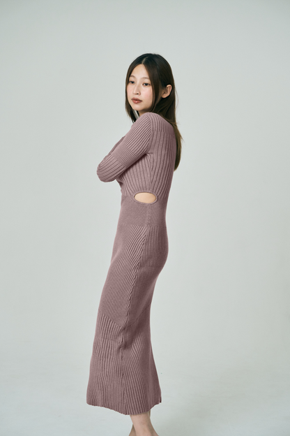 Dual Cutout Sculpted Rib Knit Dress