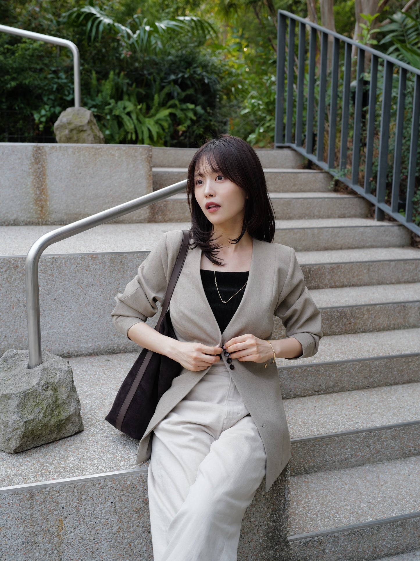 Lined Bottons Classical Cocoon Jacket