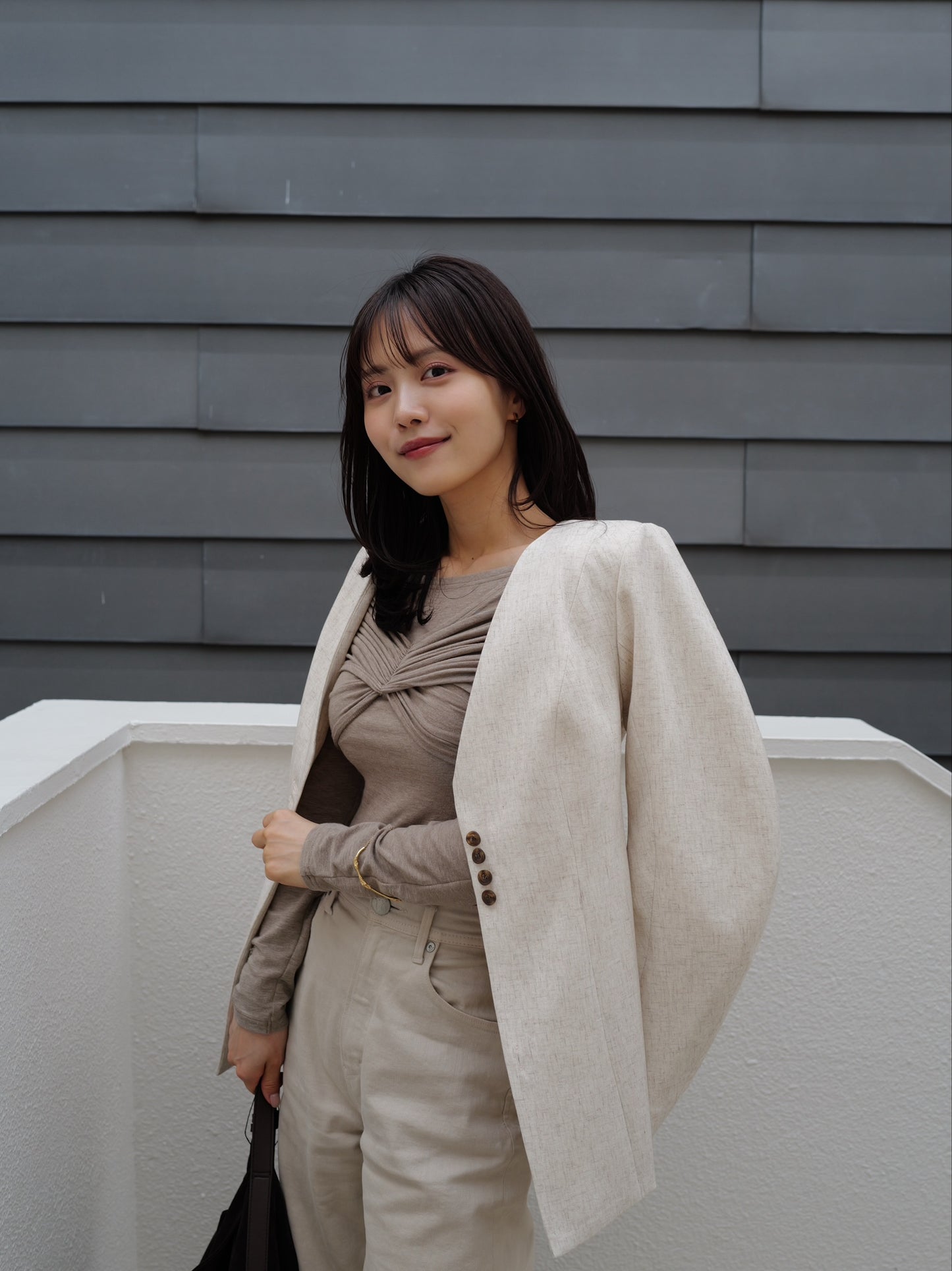 Lined Bottons Classical Cocoon Jacket
