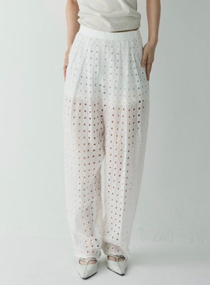 Dot Pattern Cotton Tapered Pants