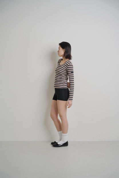 Tag-Sleeve U-Neck Mini Long Tee