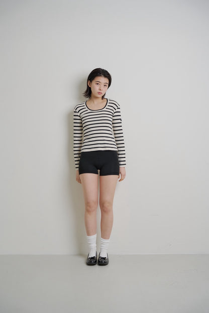 Tag-Sleeve U-Neck Mini Long Tee