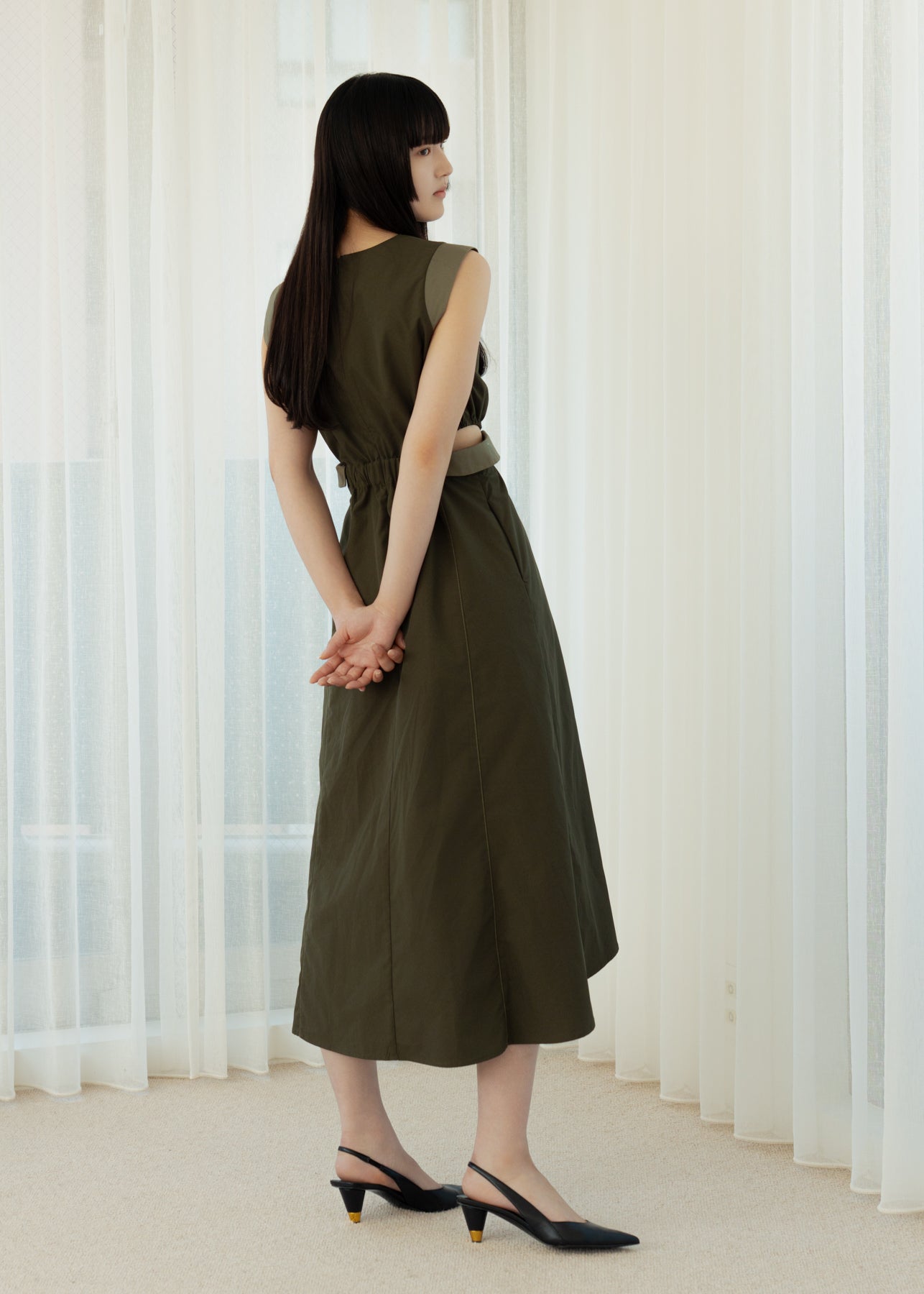 Side Open Flap Stitch Dress