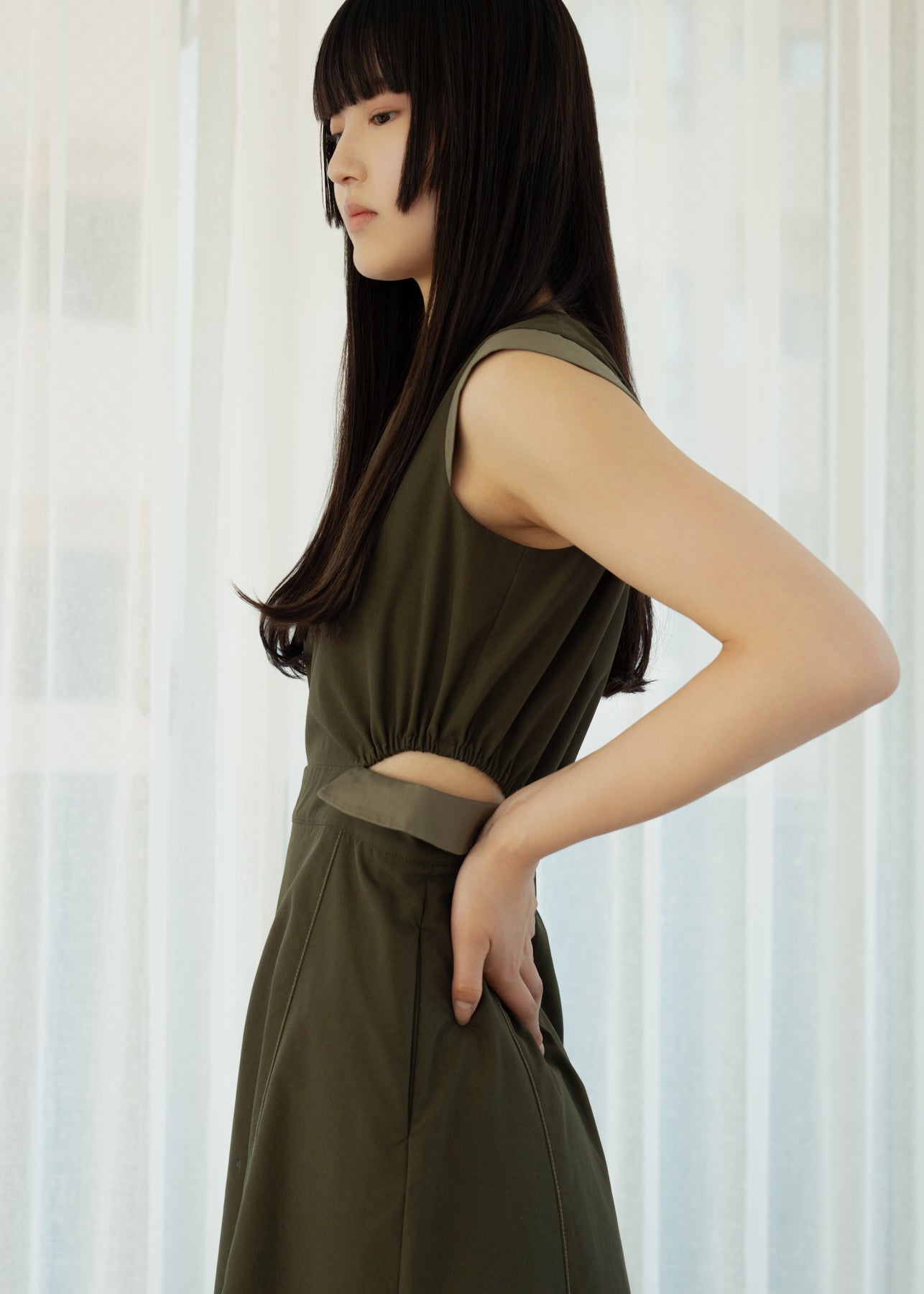 Side Open Flap Stitch Dress
