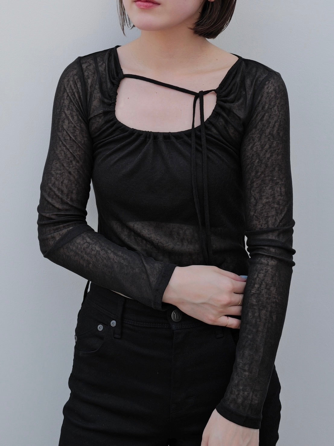 Decollete Gather Sheer Tops